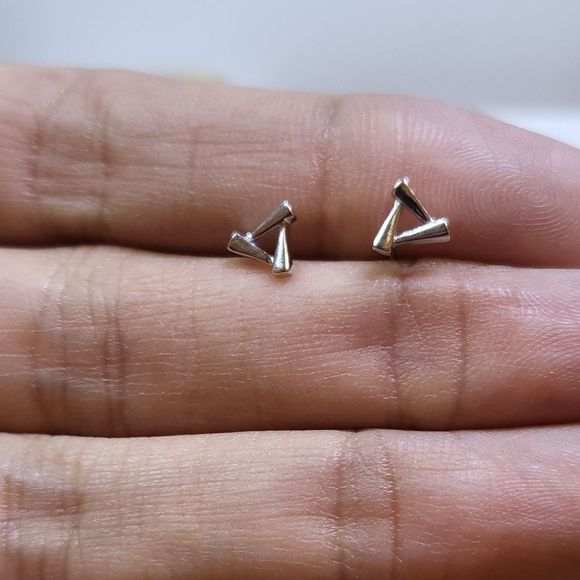 925 silver stamped studs silver tiny minimalist - Picture 2 of 5
